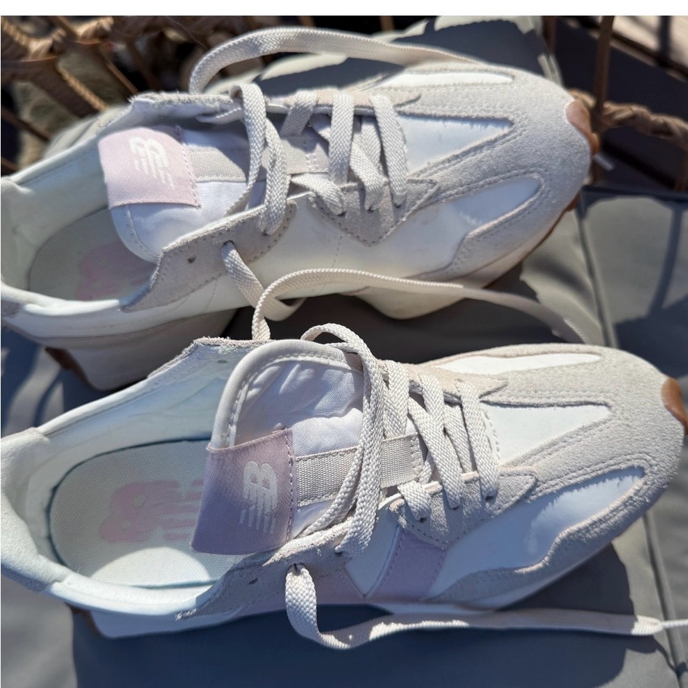 New Balance White and Light Gray Sneakers